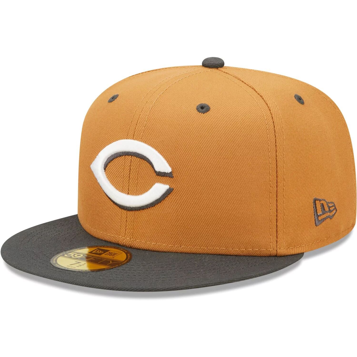 

Мужская двухцветная цветная упаковка New Era коричнево-угольная Cincinnati Reds 59FIFTY Облегающая шляпа
