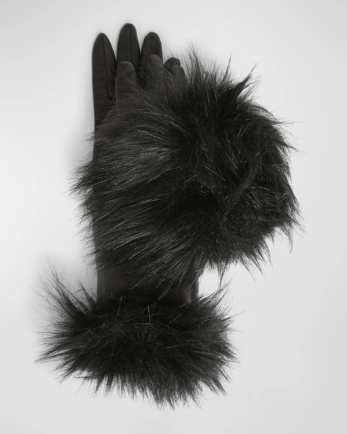 

Кожаные перчатки с отделкой из искусственного меха Saint Laurent, черный