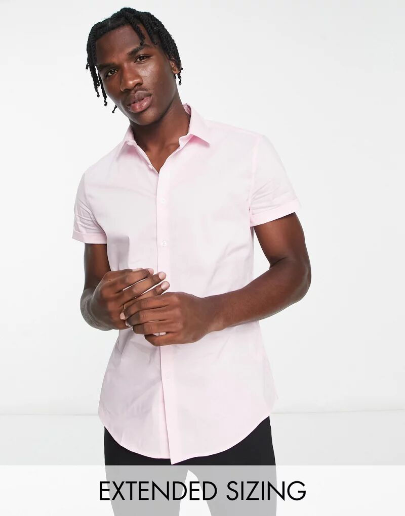 Светло-розовая рубашка узкого кроя в деловом стиле ASOS