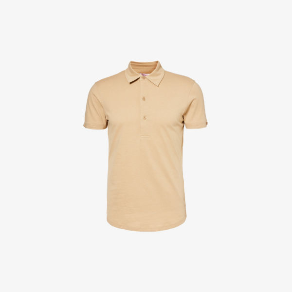 Рубашка-поло узкого кроя из хлопка и шелка с фирменной нашивкой sebastian Orlebar Brown, цвет biscuit