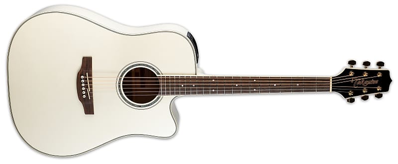 цена Акустическая гитара Takamine White Acoustic Electric Dreadnought Cutaway Guitar w/Case GD37CE PW