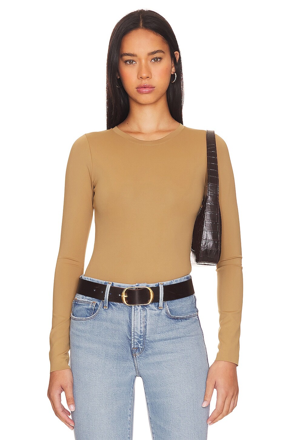 

Боди Good American Scuba Crewneck, цвет Pecan