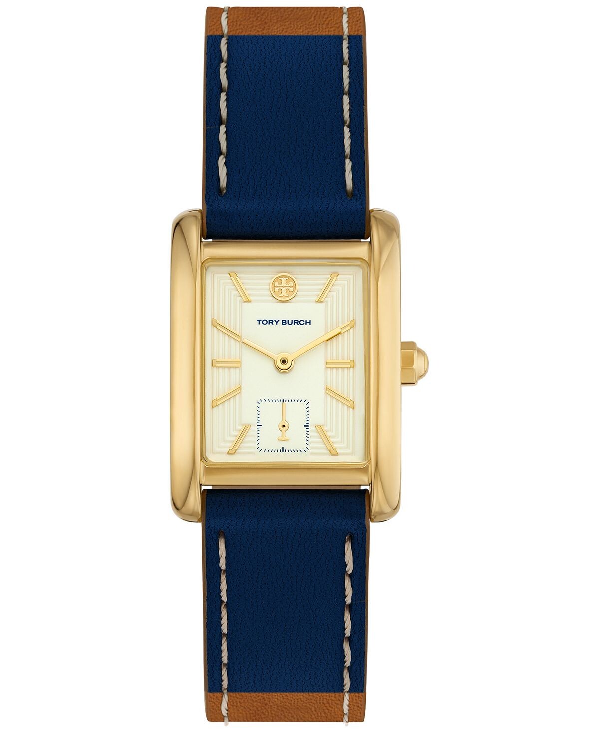 

Женские часы The Eleanor с темно-синим и коричневым кожаным ремешком, 24 мм Tory Burch