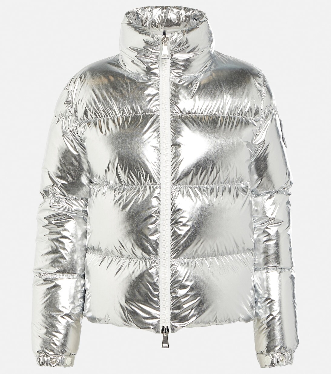 

Пуховик с эффектом металлик MONCLER, серебряный