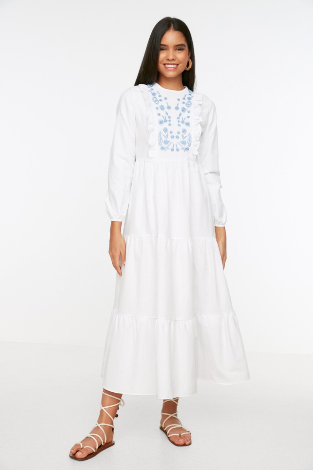 

Платье - Белый - А-силуэт Trendyol Modest, белый