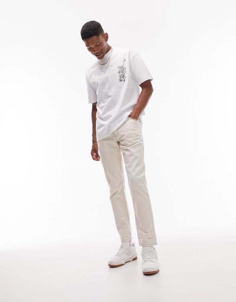 

Бежевые джинсы узкого кроя Topman