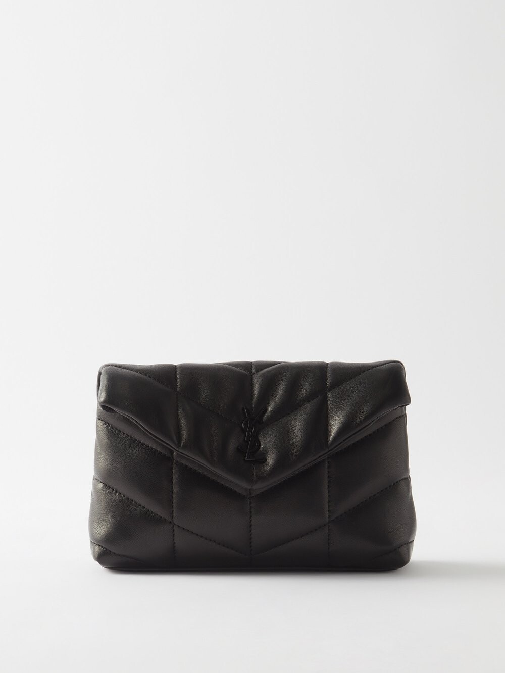 

Мягкая кожаная сумка puffer с логотипом ysl Saint Laurent, черный