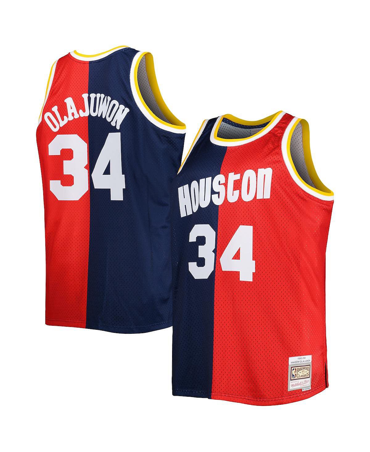 

Мужская футболка Hakeem Olajuwon Navy, Red Houston Rockets Big and Tall Hardwood Classics 1993-94 Split Swingman Mitchell & Ness