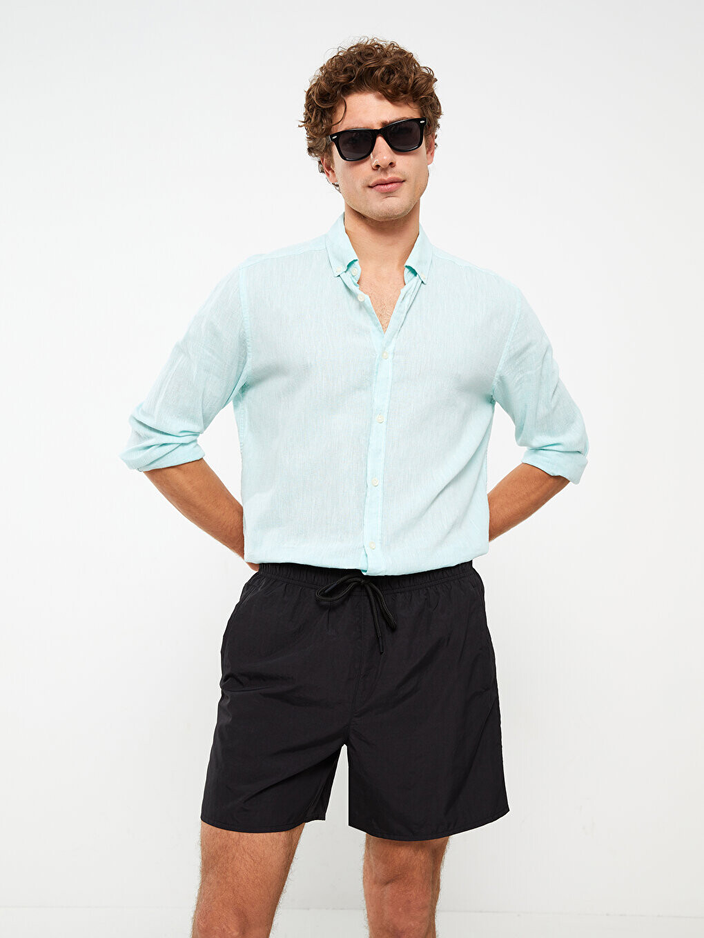 

Короткие базовые мужские шорты для плавания LCW Casual, новый черный