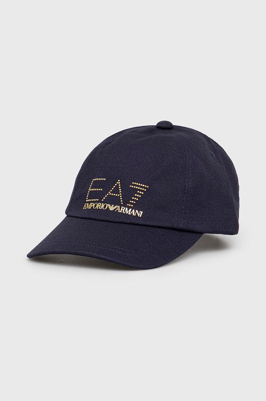 Хлопчатобумажная шапка EA7 Emporio Armani, темно-синий