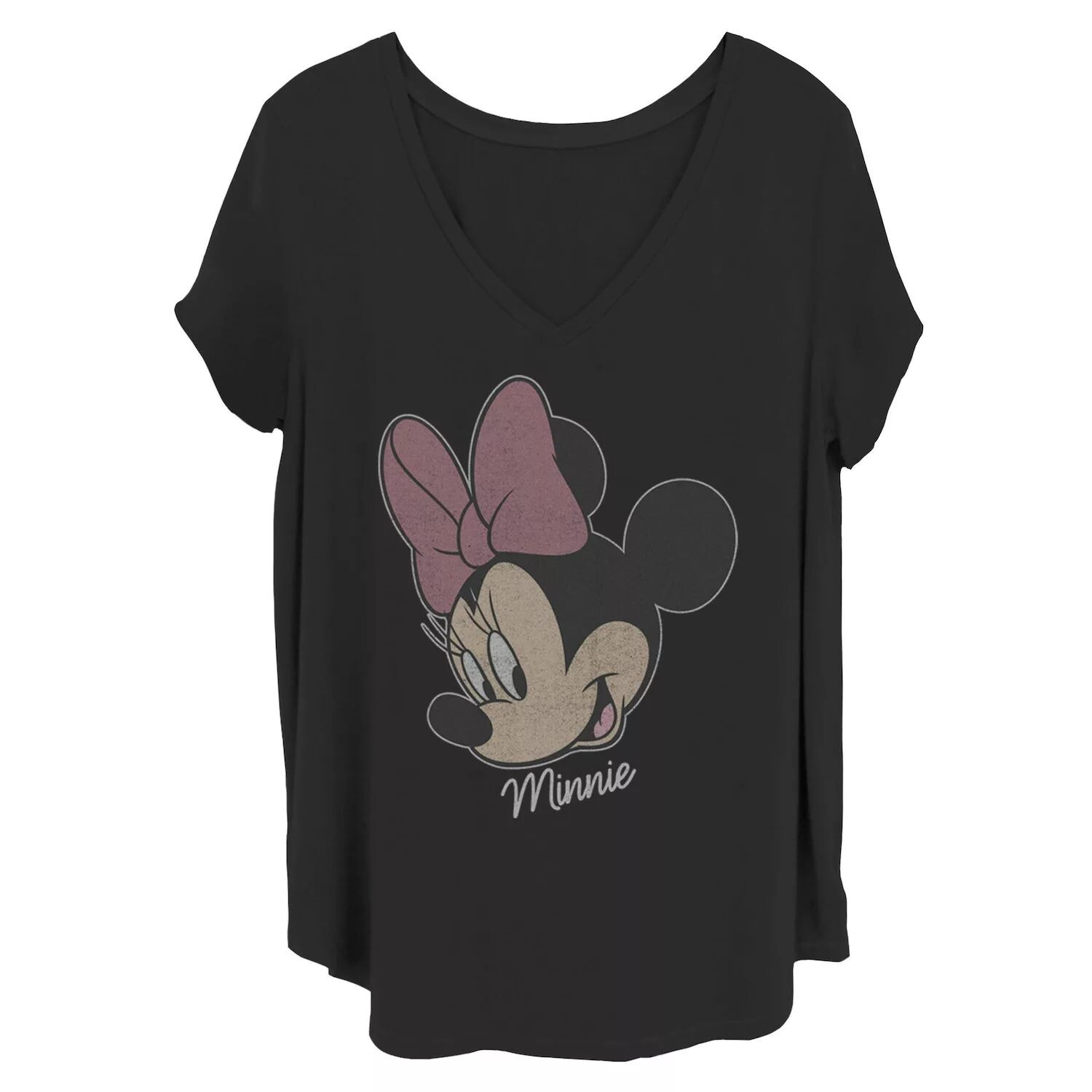 

Потертая футболка с большим лицом Juniors' Plus Disney Mickey Minnie Licensed Character