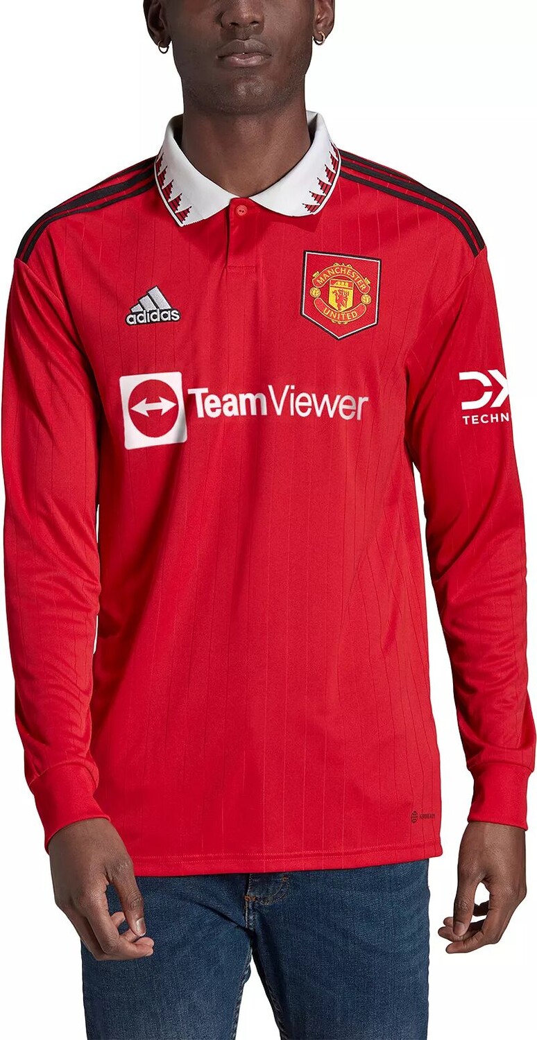 

Домашняя копия джерси с длинным рукавом Adidas Manchester United '22