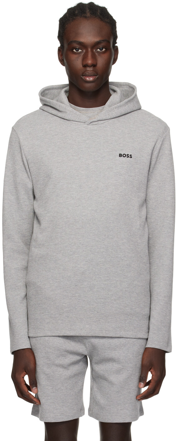 

Серый худи с вышивкой Boss, цвет Medium grey