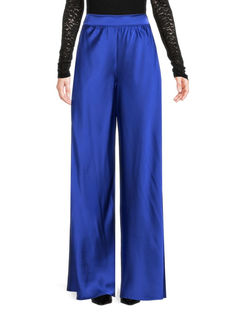 Атласные широкие брюки Renee C., цвет Royal Blue атласные брюки до щиколотки renee c black