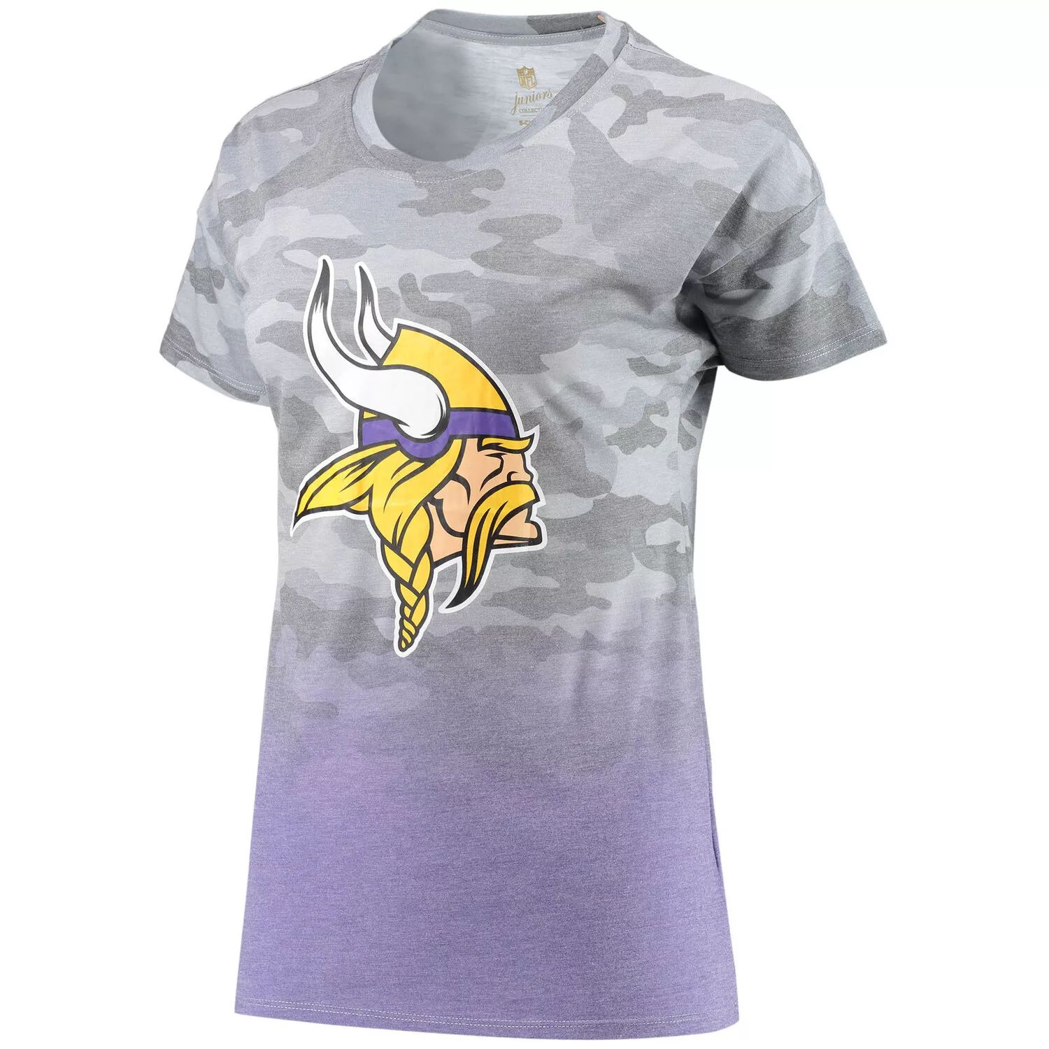 

Серая/фиолетовая футболка Juniors Minnesota Vikings Beth Camo Dip-Dye Outerstuff