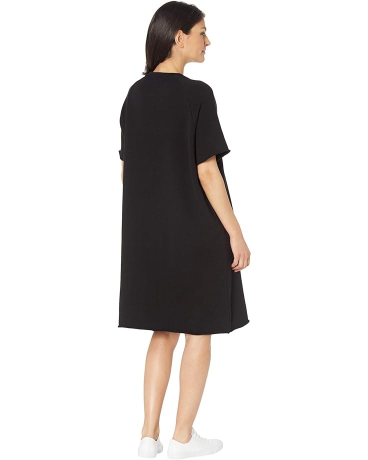 Платье Eileen Fisher Crew Neck Knee Length Dress in Organic Cotton French Terry, черный