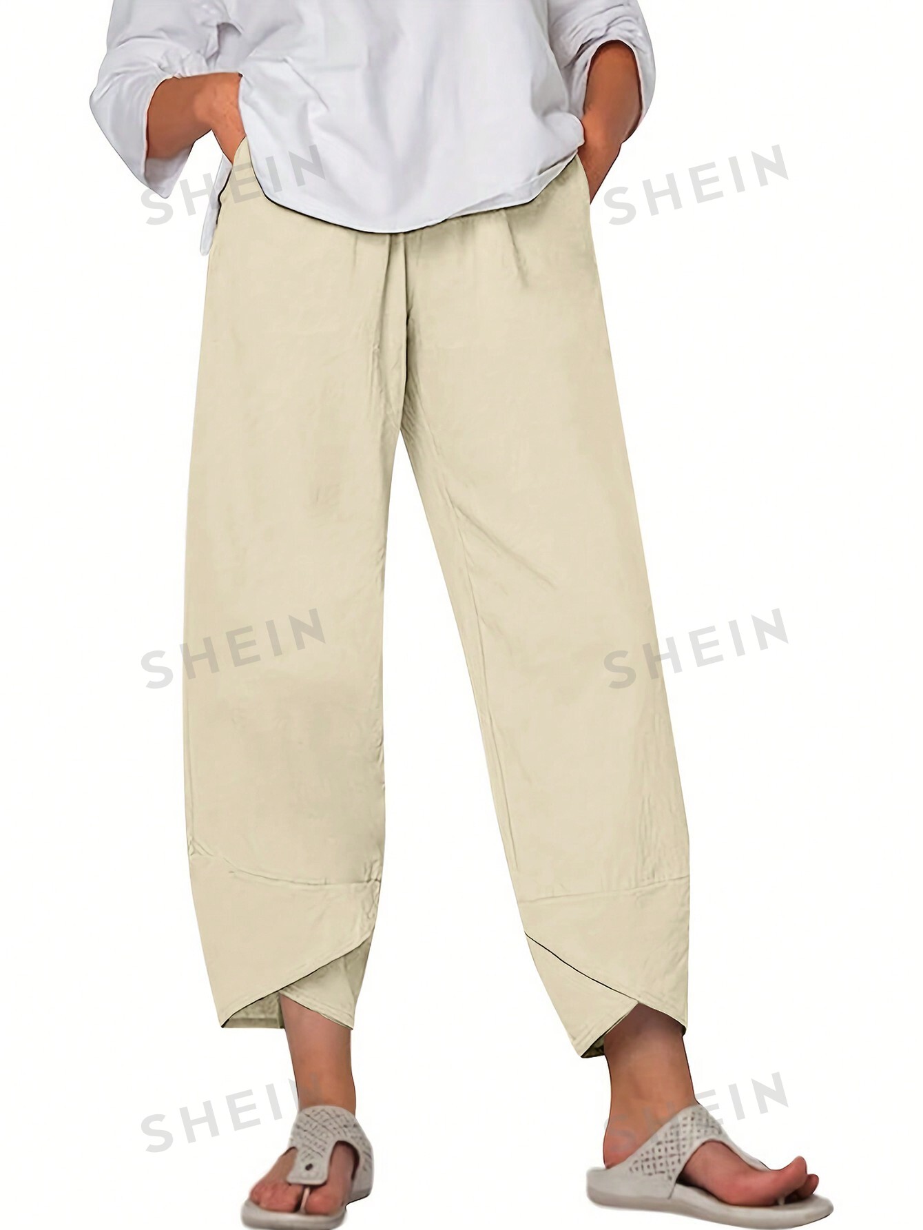 Женские однотонные брюки-фонарики, абрикос женские эластичные брюки для конного спорта однотонные брюки с карманами для подтяжки бедер 50%
