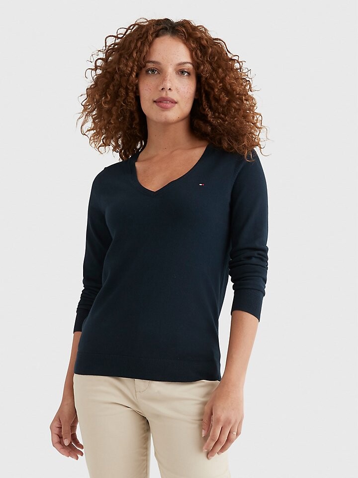 

Однотонный свитер с v-образным вырезом Tommy Hilfiger