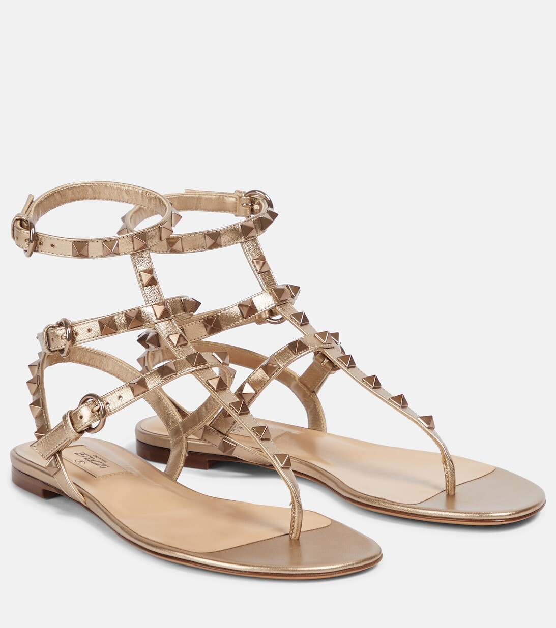 

Кожаные сандалии Rockstud Valentino Garavani, металлик
