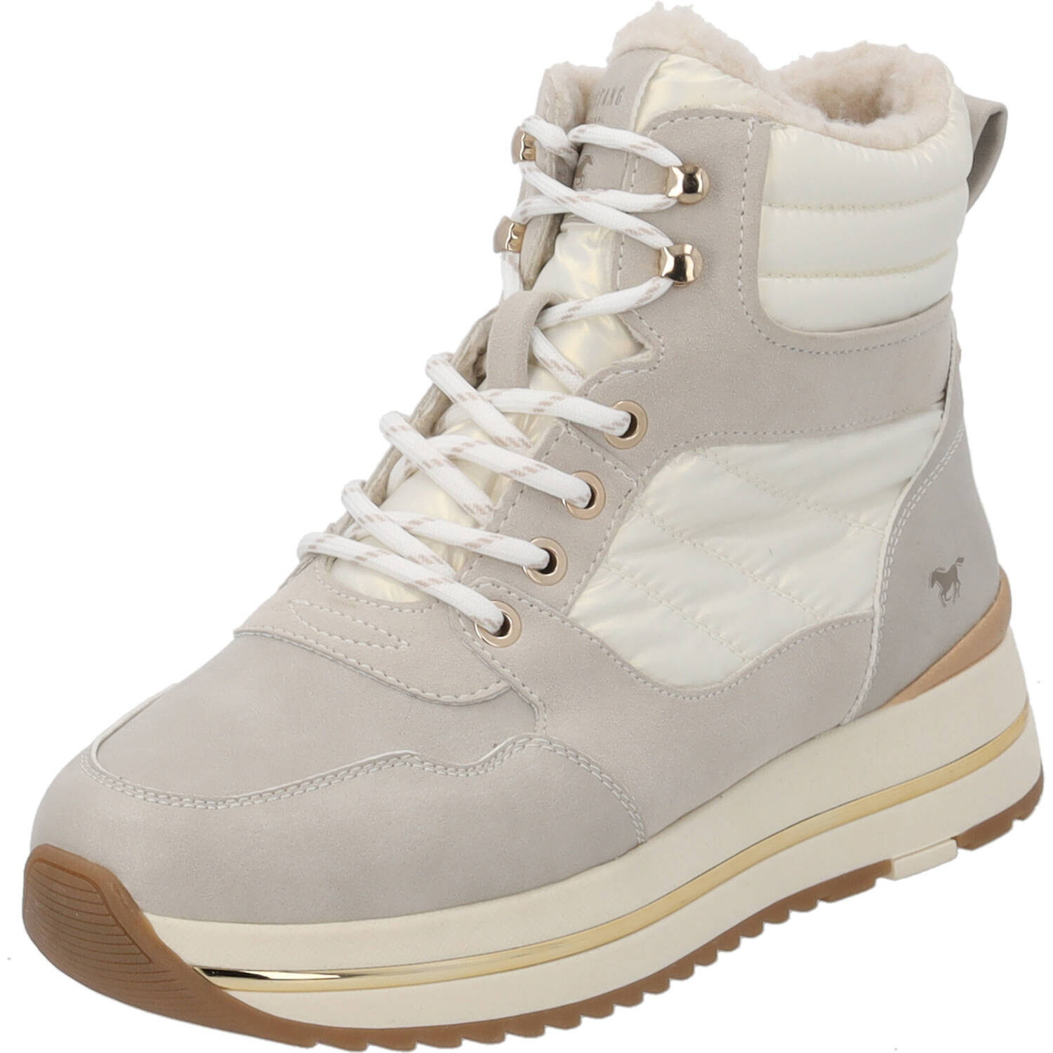 

Ботинки Mustang Schnürstiefel, цвет taupe/gold/weiß