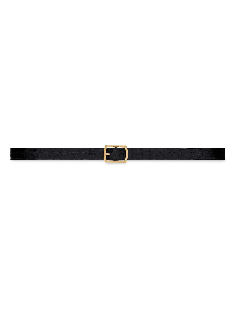 

Ремень с пряжкой Pav из кожи с тиснением под крокодила Saint Laurent, неро