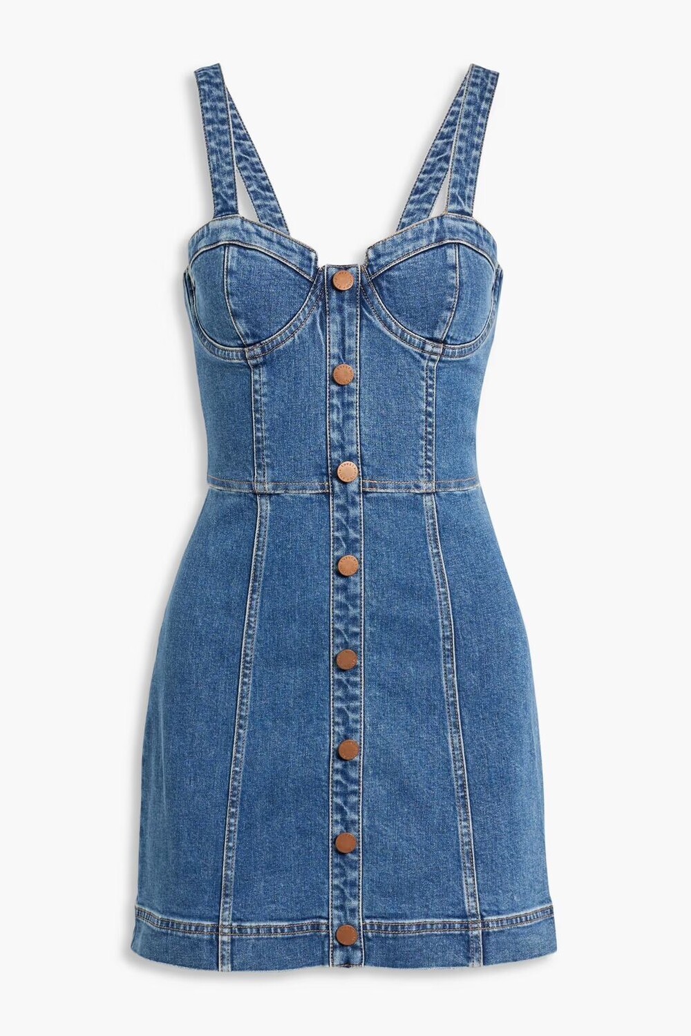 

Джинсовое платье мини Janessa со сборками Alice + Olivia Jeans, средний деним