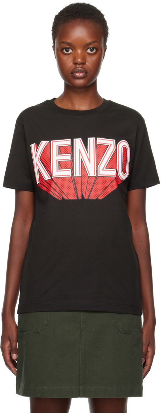 

Черная футболка с 3D-принтом Парижа Kenzo, Черный