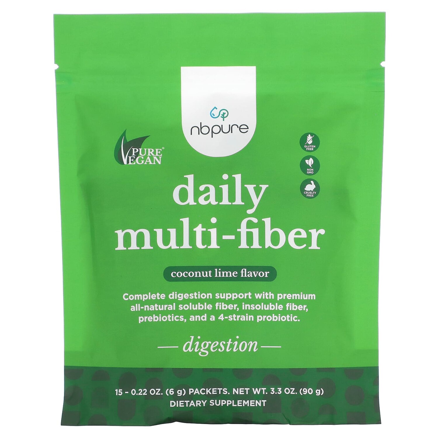 

Daily Multi-Fiber, кокос и лайм, 15 пакетиков по 6 г (0,22 унции), NB Pure