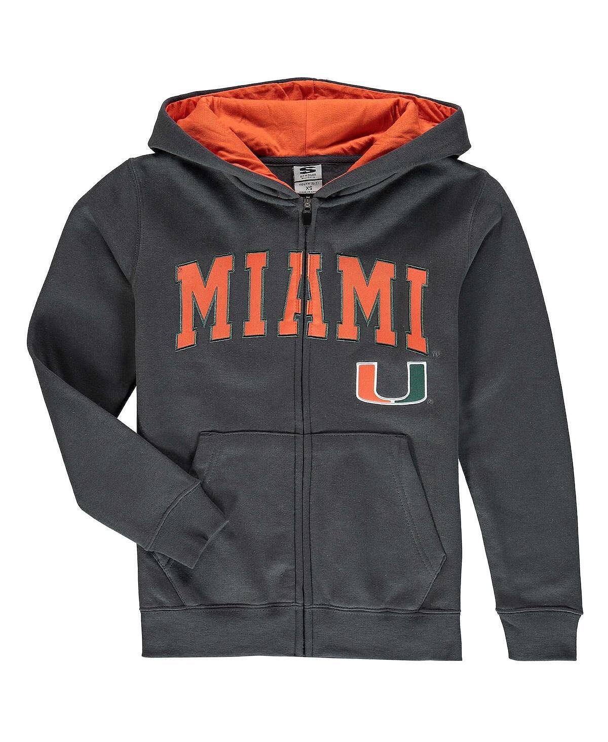

Темно-серый худи с молнией во всю длину и аркой Big Boys Miami Hurricanes с аппликацией и логотипом Stadium Athletic