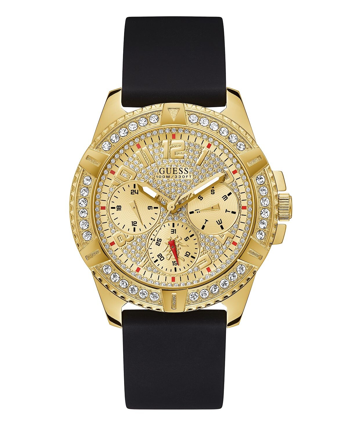 

Мужские многофункциональные золотистые силиконовые часы 44 мм GUESS