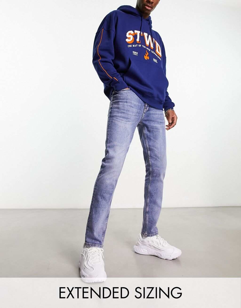 

Голубые джинсы скинни ASOS DESIGN Y2k