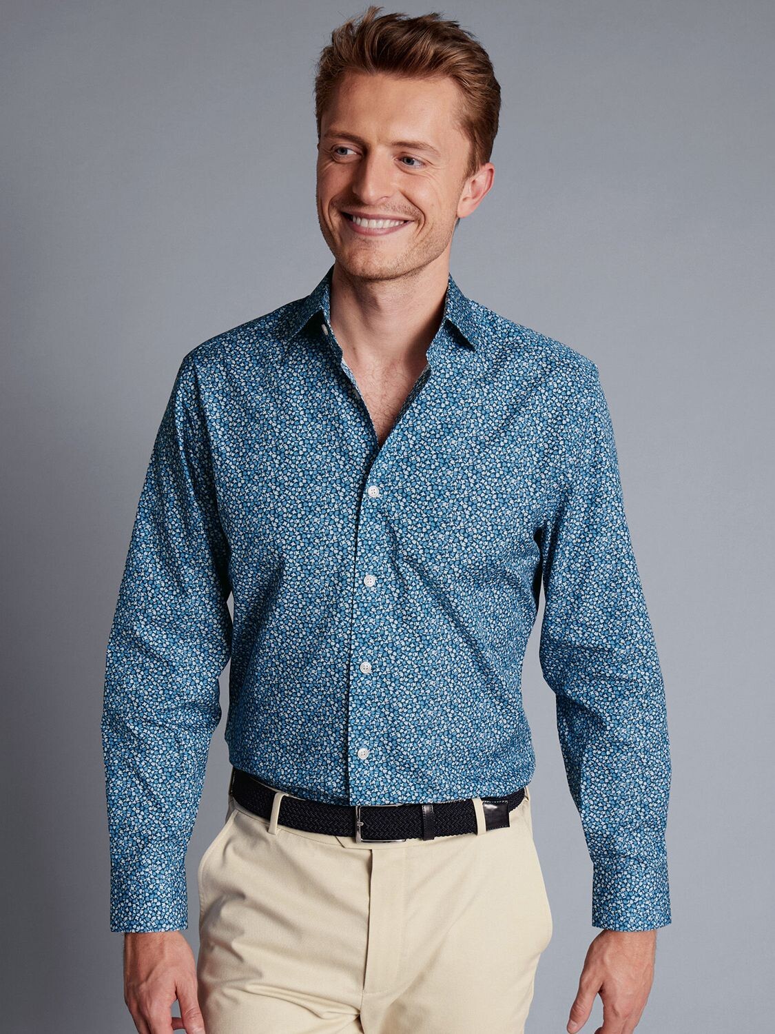 

Итальянская тканая рубашка Charles Tyrwhitt с принтом Liberty, синий индиго
