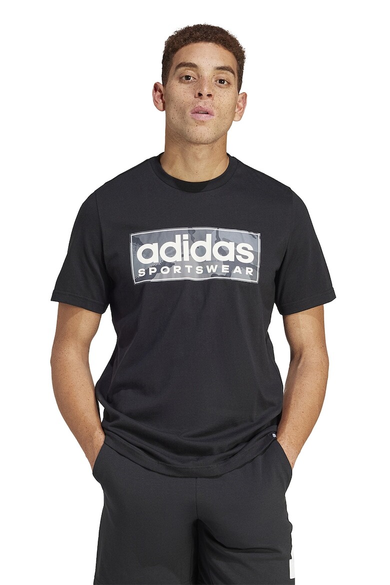 

Футболка с овальным вырезом и логотипом Adidas Sportswear, черный