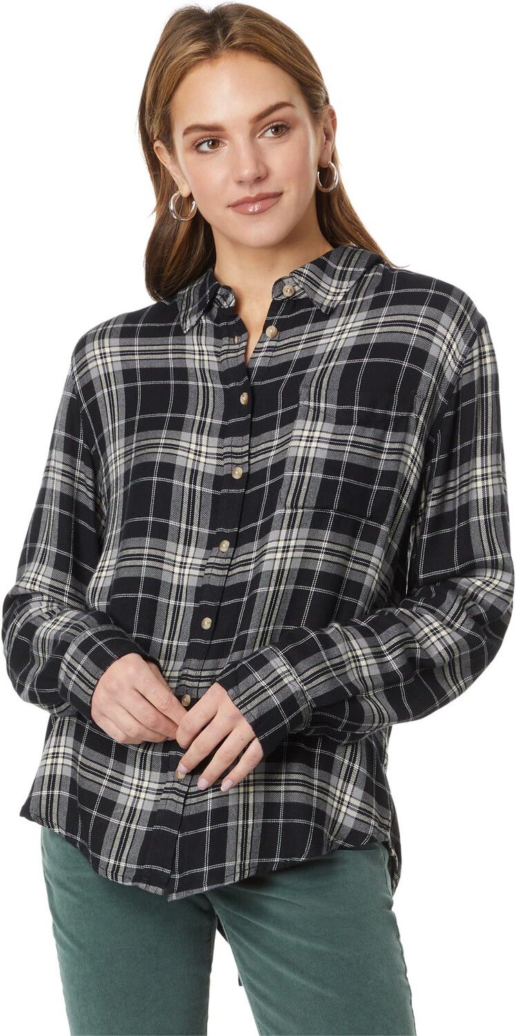 

Рубашка-бойфренд в клетку Cloud Lucky Brand, цвет Black Beauty Plaid