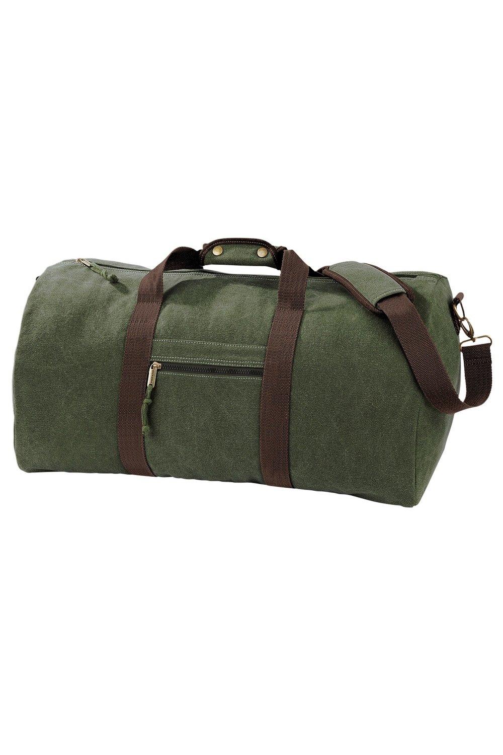 цена Винтажная холщовая дорожная сумка - 45 литров Quadra, зеленый