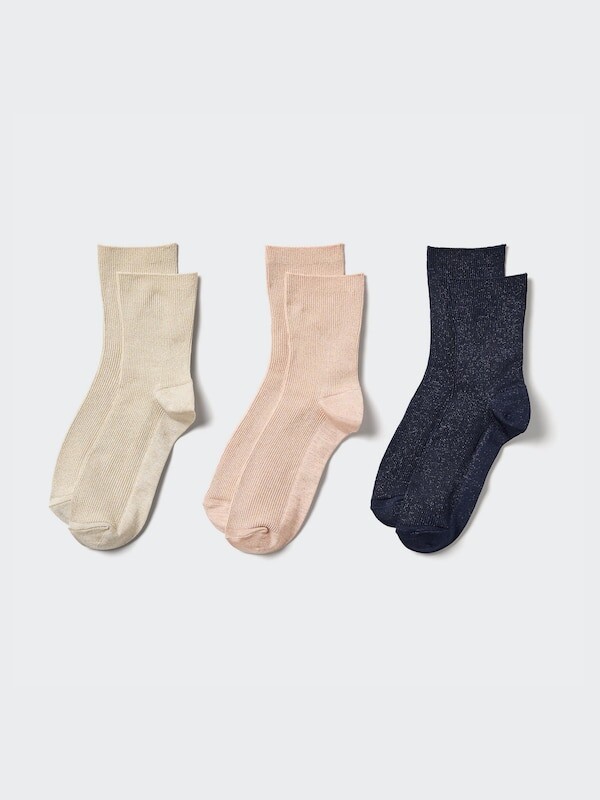 

Носки crew, блестящие, 3 пары Uniqlo, розовый