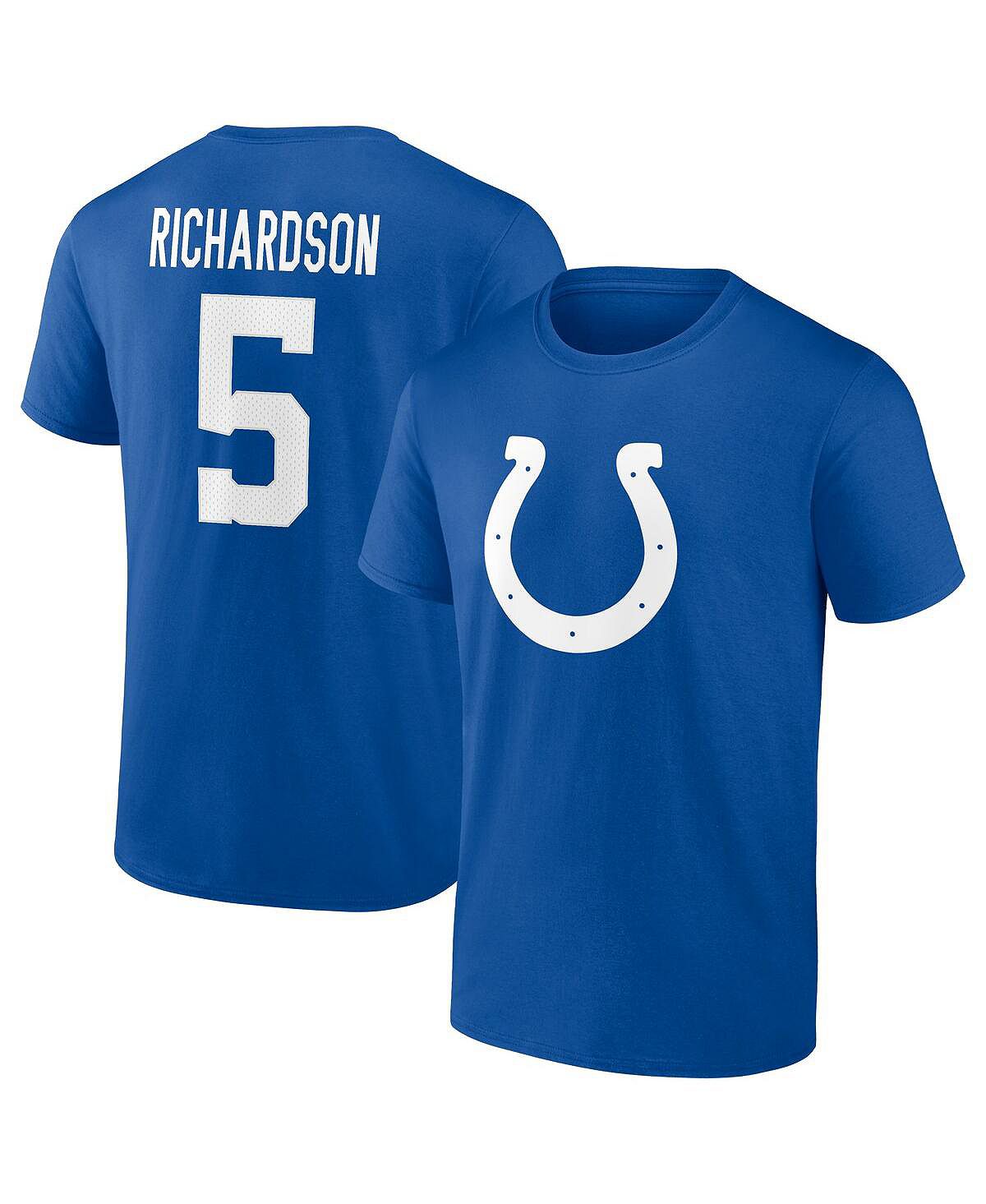Мужская футболка с фирменным логотипом Anthony Richardson Royal Indianapolis Colts 2023 NFL Draft первого раунда со значком имени и номера Fanatics стил майкл энтони битва за крепость