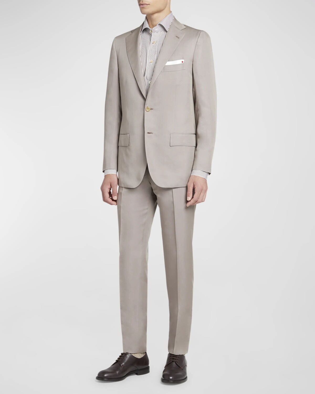 

Мужской однотонный костюм из лиоцелла Kiton, цвет Light Brown