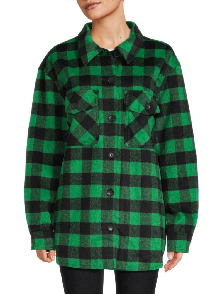 

Клетчатая рубашка Good American, цвет Green Black