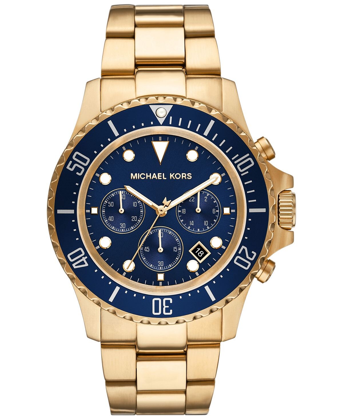

Мужские часы Everest Chronograph с золотистым браслетом из нержавеющей стали, 45 мм Michael Kors