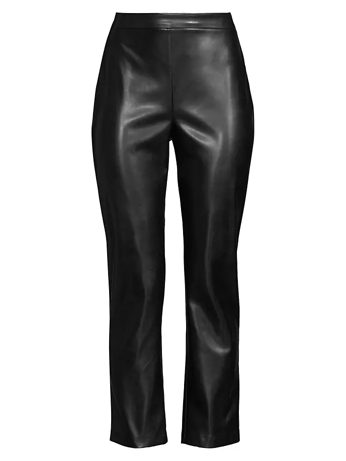 Укороченные брюки из веганской кожи Natori, черный черные брюки felina из веганской кожи nanushka
