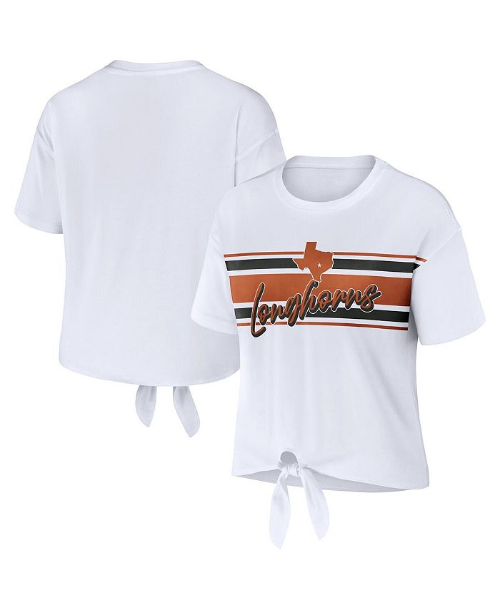 

Женская белая укороченная футболка в полоску с узлом спереди Texas Longhorns WEAR by Erin Andrews, белый