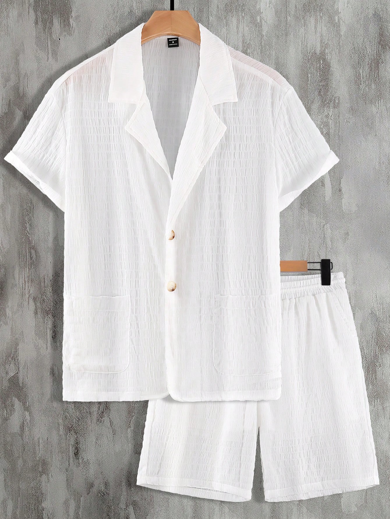 Мужской однотонный комплект из рубашки и шорт с короткими рукавами Manfinity Hypemode, белый
