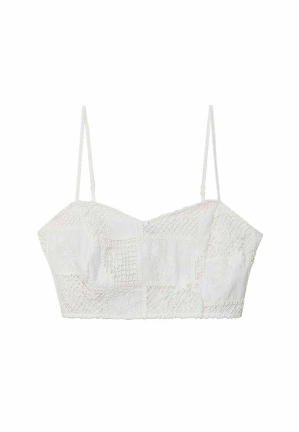 

Топ EMBROIDERED SWEETHEART NECKLINE Stradivarius, белый