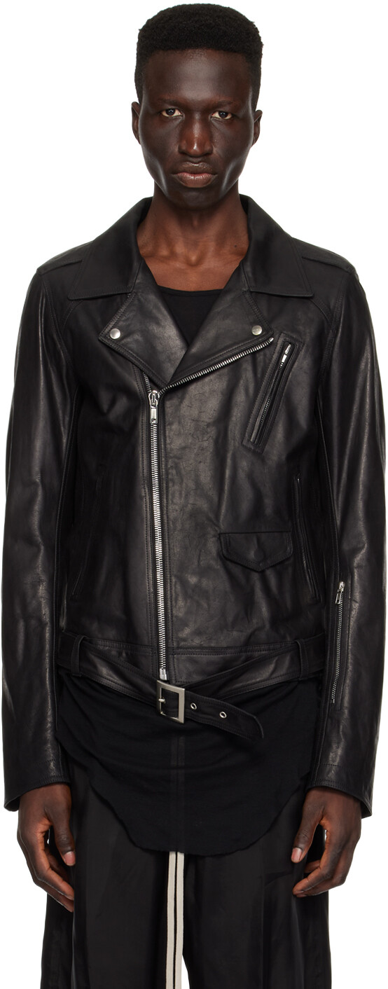 

Черный - Кожаная куртка Lukes Stooges Rick Owens, цвет Black