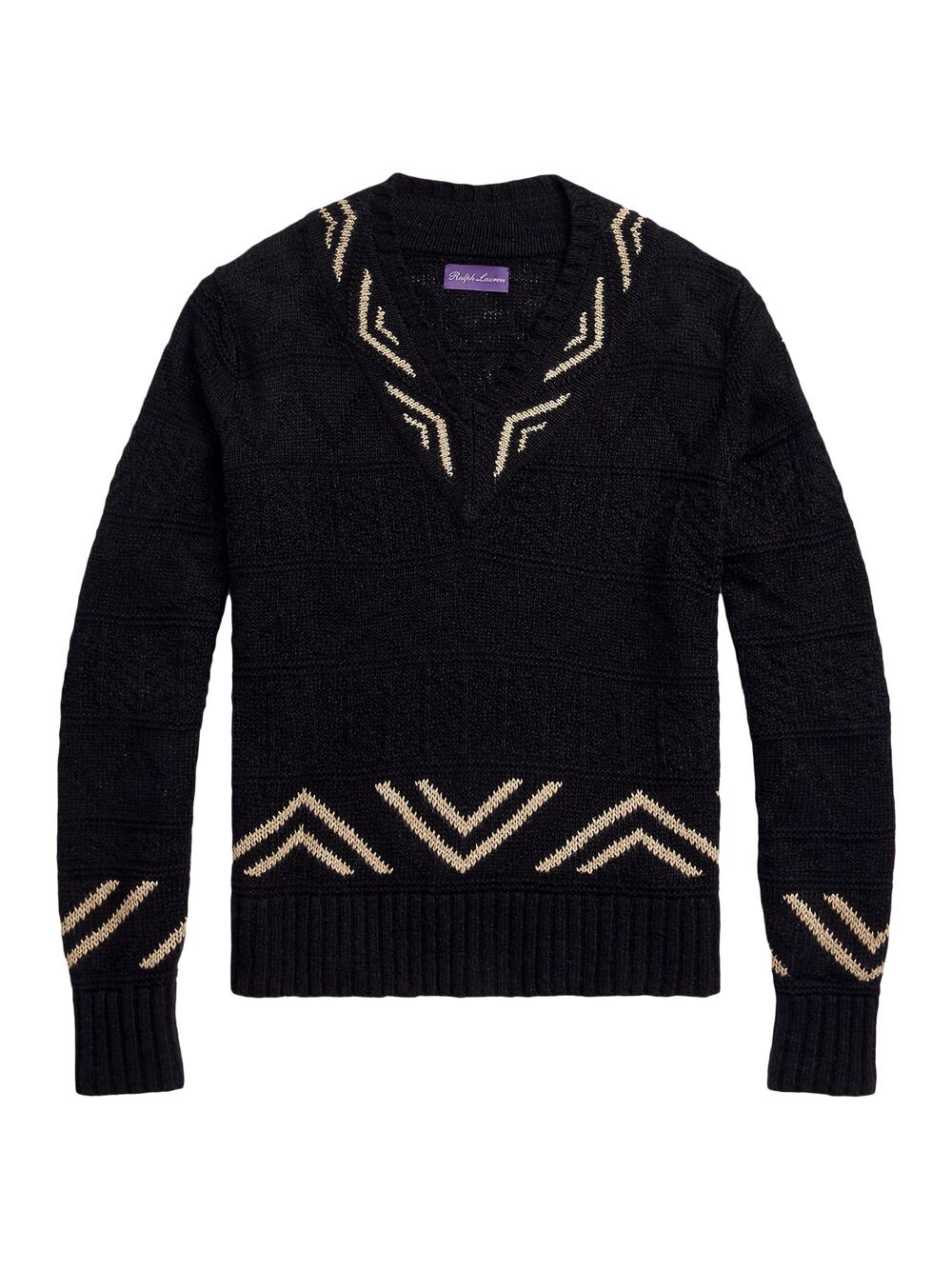 

Жаккардовый свитер косой вязки Ralph Lauren Purple Label, черный