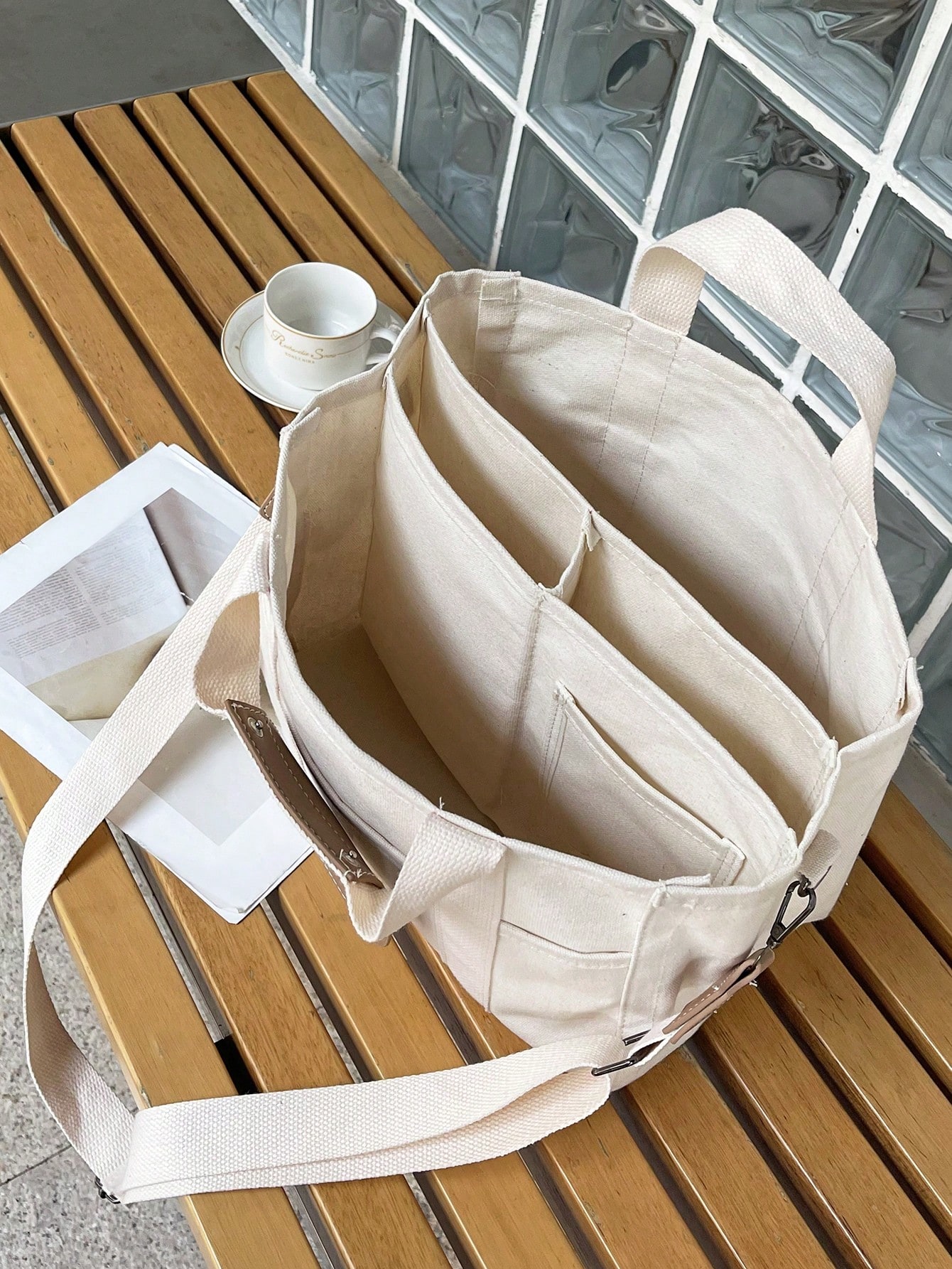 Маленькая повседневная сумка-шопер с несколькими карманами, бежевый сумка шоппер piove 1161 пинк повседневная розовый