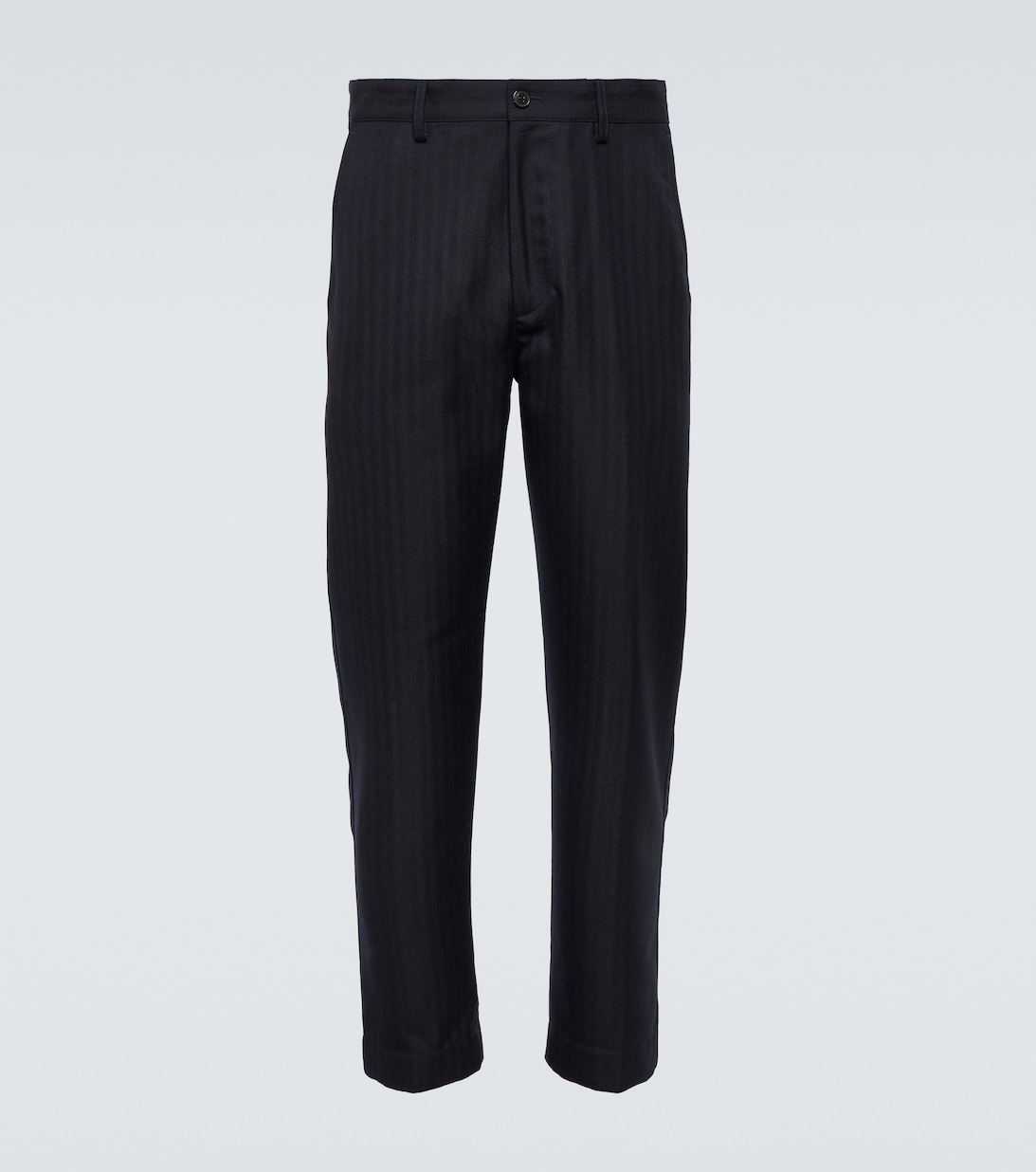 Полосатые прямые брюки из смесовой шерсти Dries Van Noten, синий