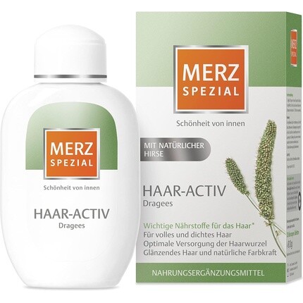 

Специальные драже Merz Hair Activ с витаминами биотина и цинка для здоровых, густых и блестящих волос, 120 таблеток, Merz Spezial