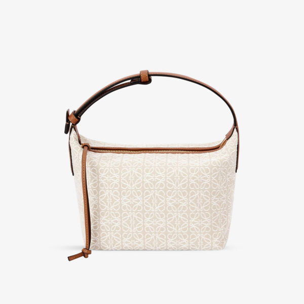 

Маленькая сумка через плечо Cubi Anagram из ткани и кожи Loewe, экрю
